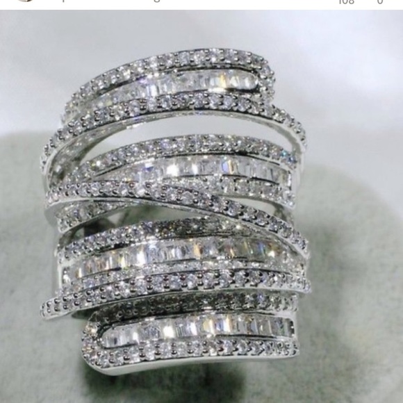 6.4 kt. 9.25 sterling silver & treated diamond stacking ring sizes 7, 8 or 9 - Picture 4 of 9